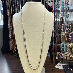 Elegant Crystal and Antique Gold Layered Necklace